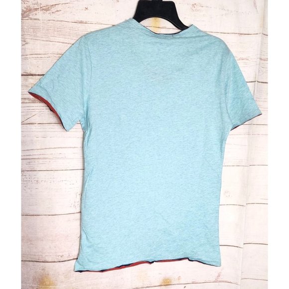 Rare Vassari Los Angeles Light Blue Crew Neck Men's Designer Shirt - Cut Edges - Picture 3 of 15